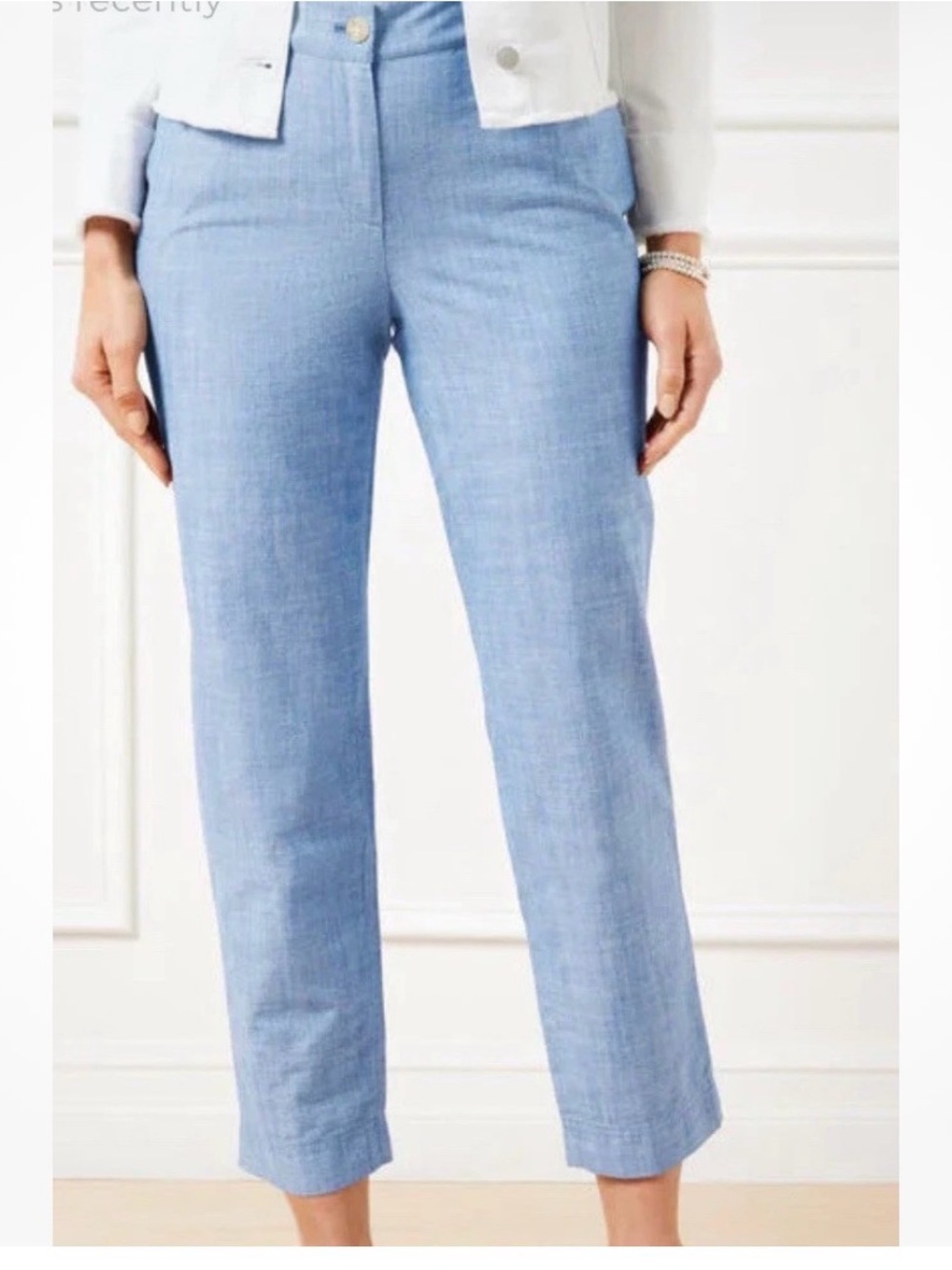 Talbots Light Blue Cropped Straight-Leg Pants
